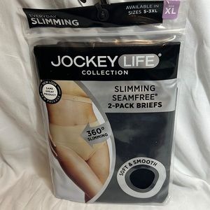 NEW JOCKEY LIFE COLLECTION SLIMMING SEAMFREE 2 PACK BRIEFS BLACK